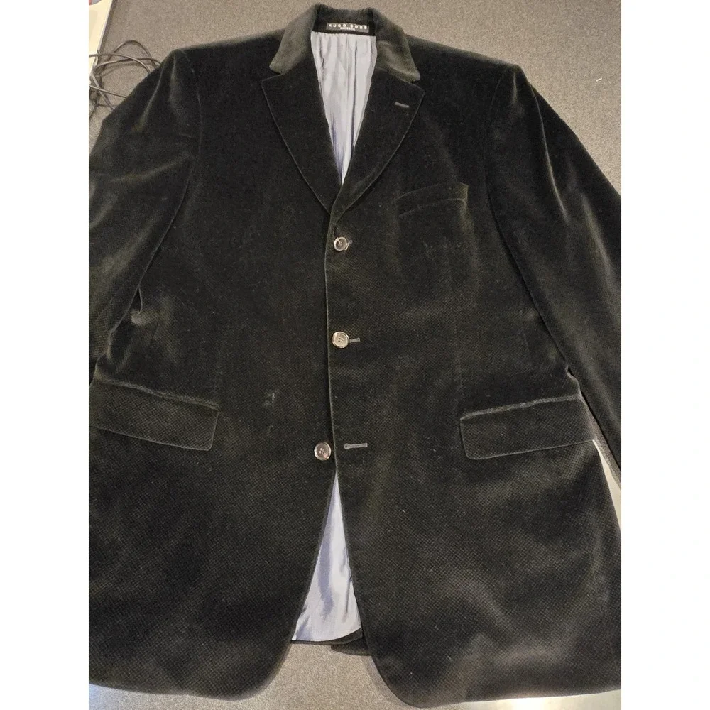 Hugo Boss Velvet Blazer 44R Black Rossellini USA Dinner Jacket Mens Formal